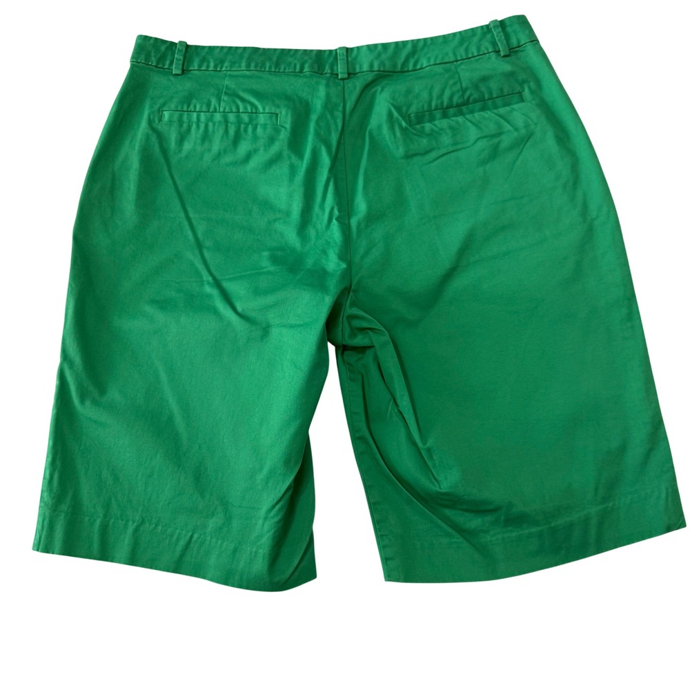 L RL Ralph Lauren Women Green Bermuda Shorts Size 14 Cotton Blend - Picture 2 of 6